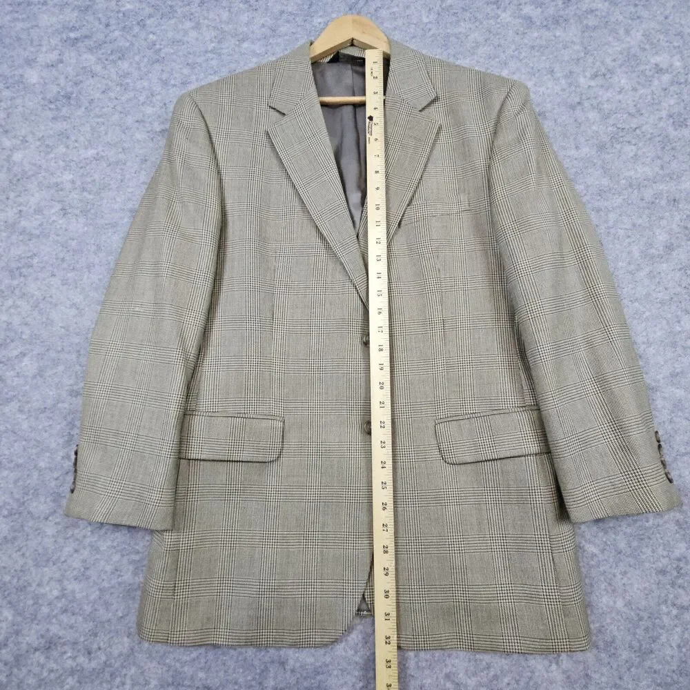 Jos A Bank Men's Size 42R Beige Windowpane Blazer/Sport Coat/Suit Jacket SPOT‎